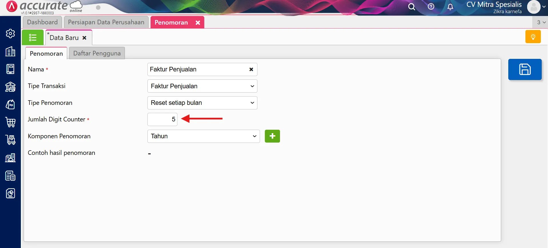 membuat penomoran otomatis